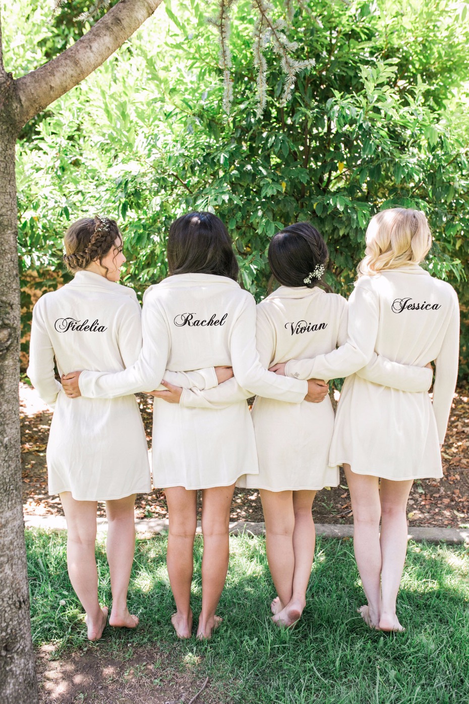 Custom cashmere robes for the bridesmaids