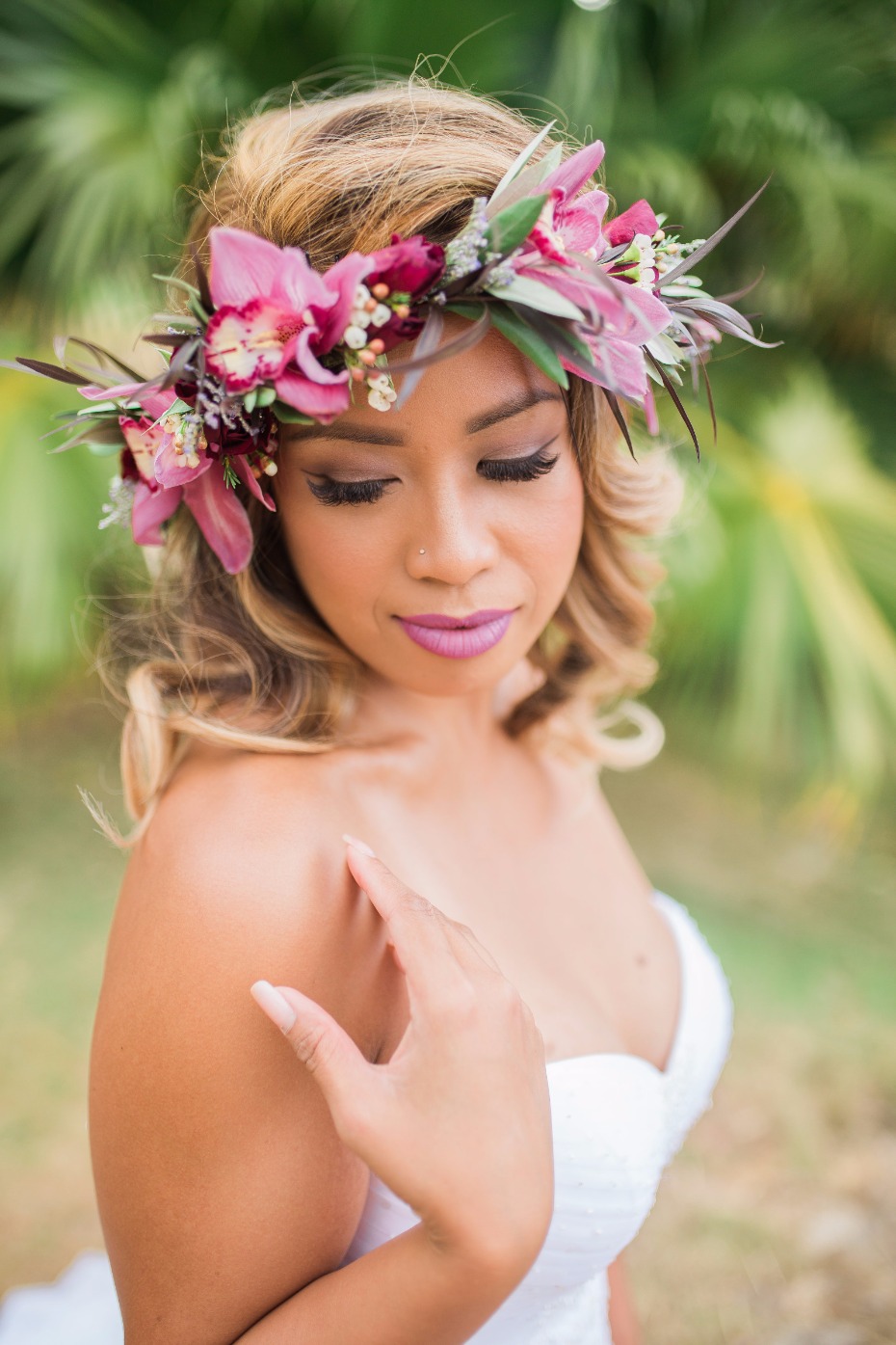 wedding floral halo for your hawaiian wedding