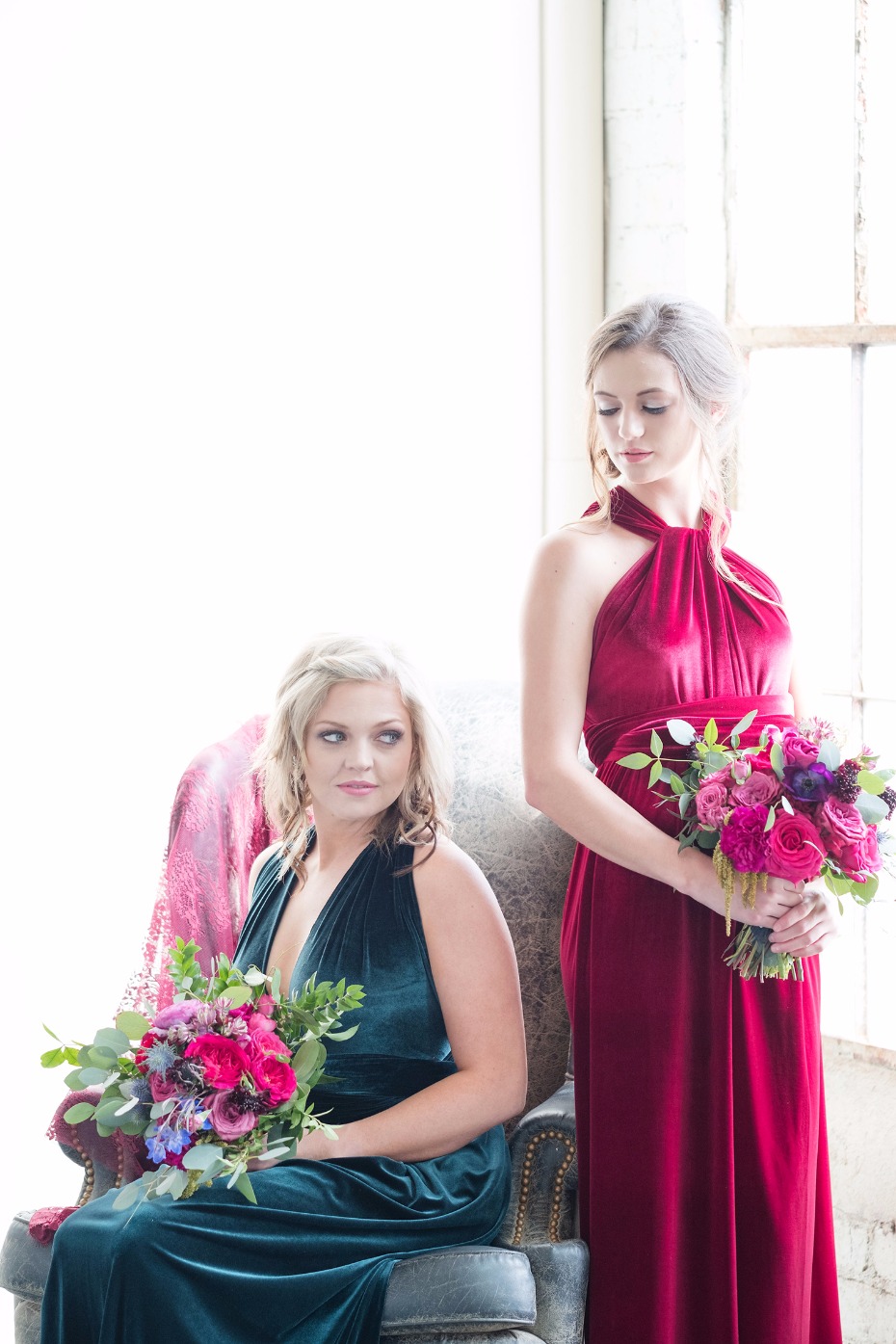 jewel tone bridesmaids dresses in lush velvet