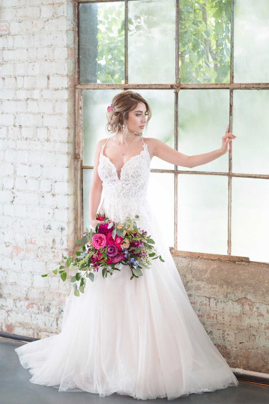 frothy tulle wedding gown