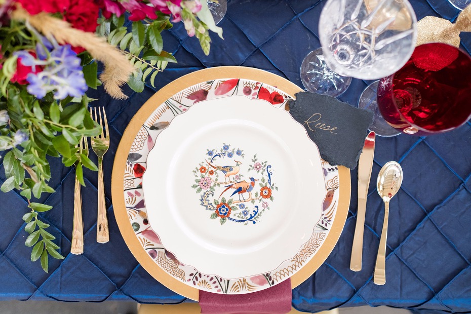 fun printed china for your fall wedding table place settings