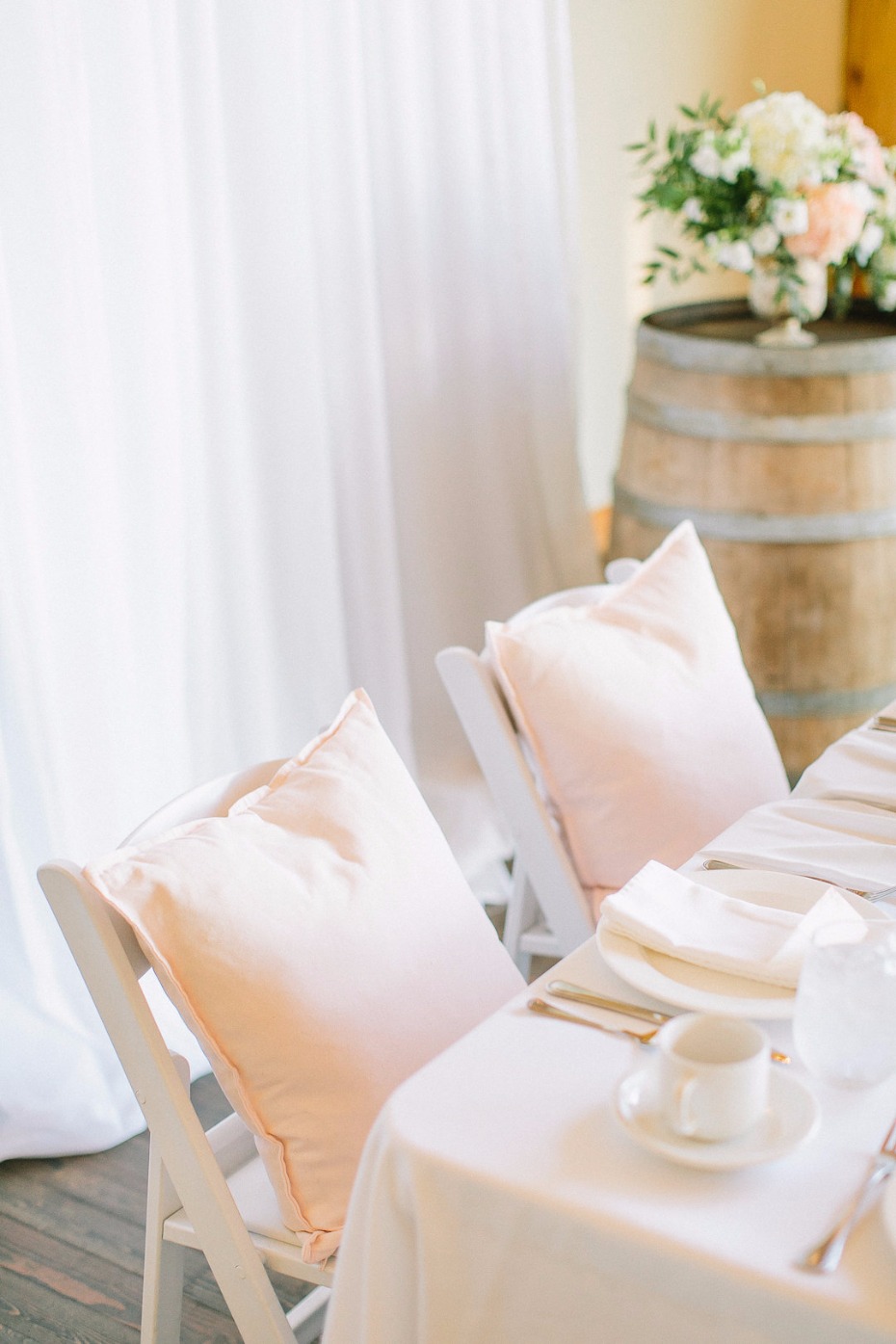 Pillow seating for the bride and groom