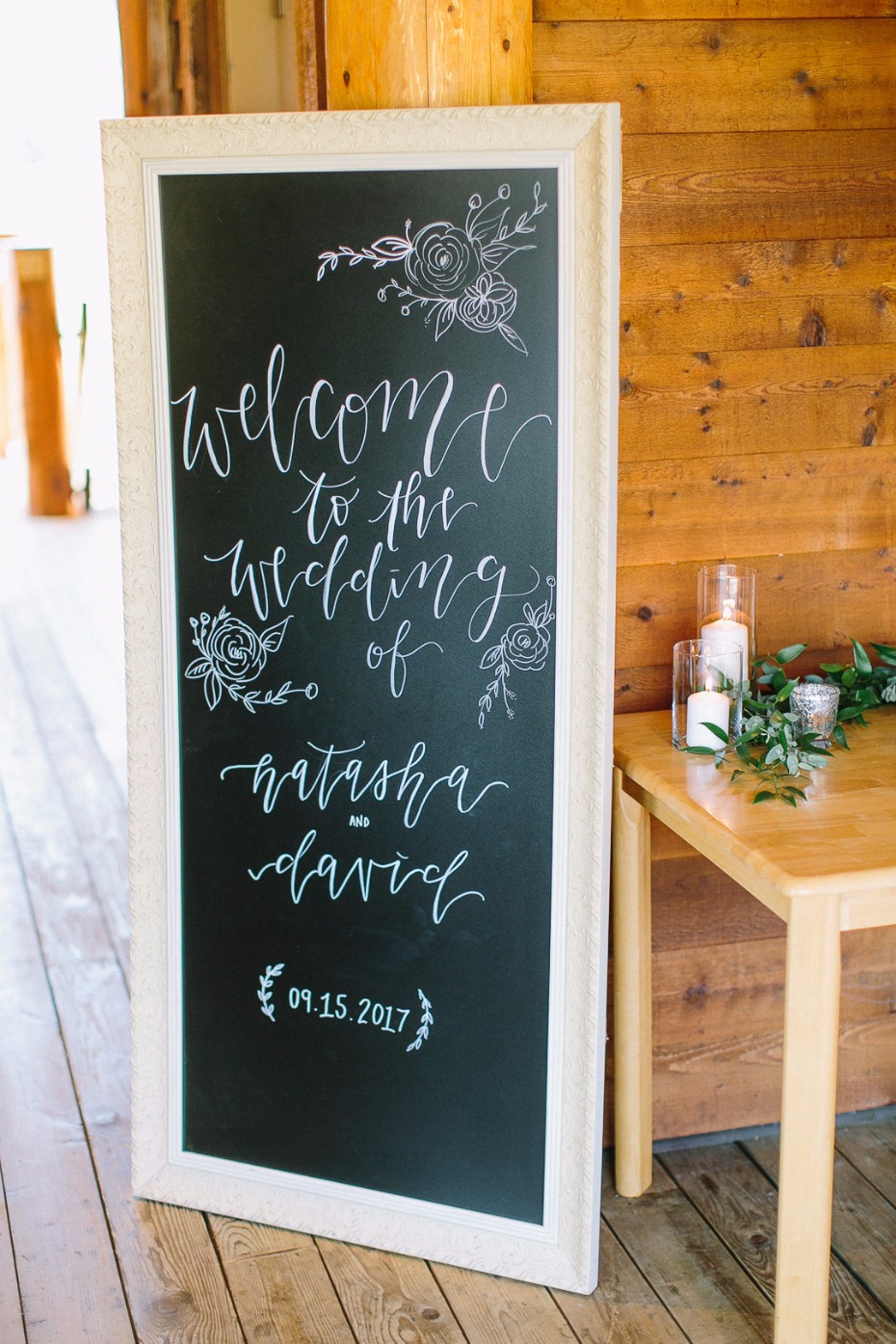 Welcome wedding chalkboard sign