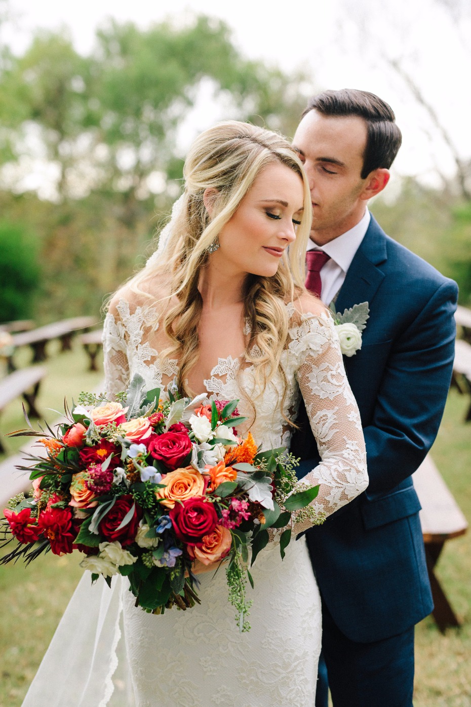 fall bride and groom wedding style