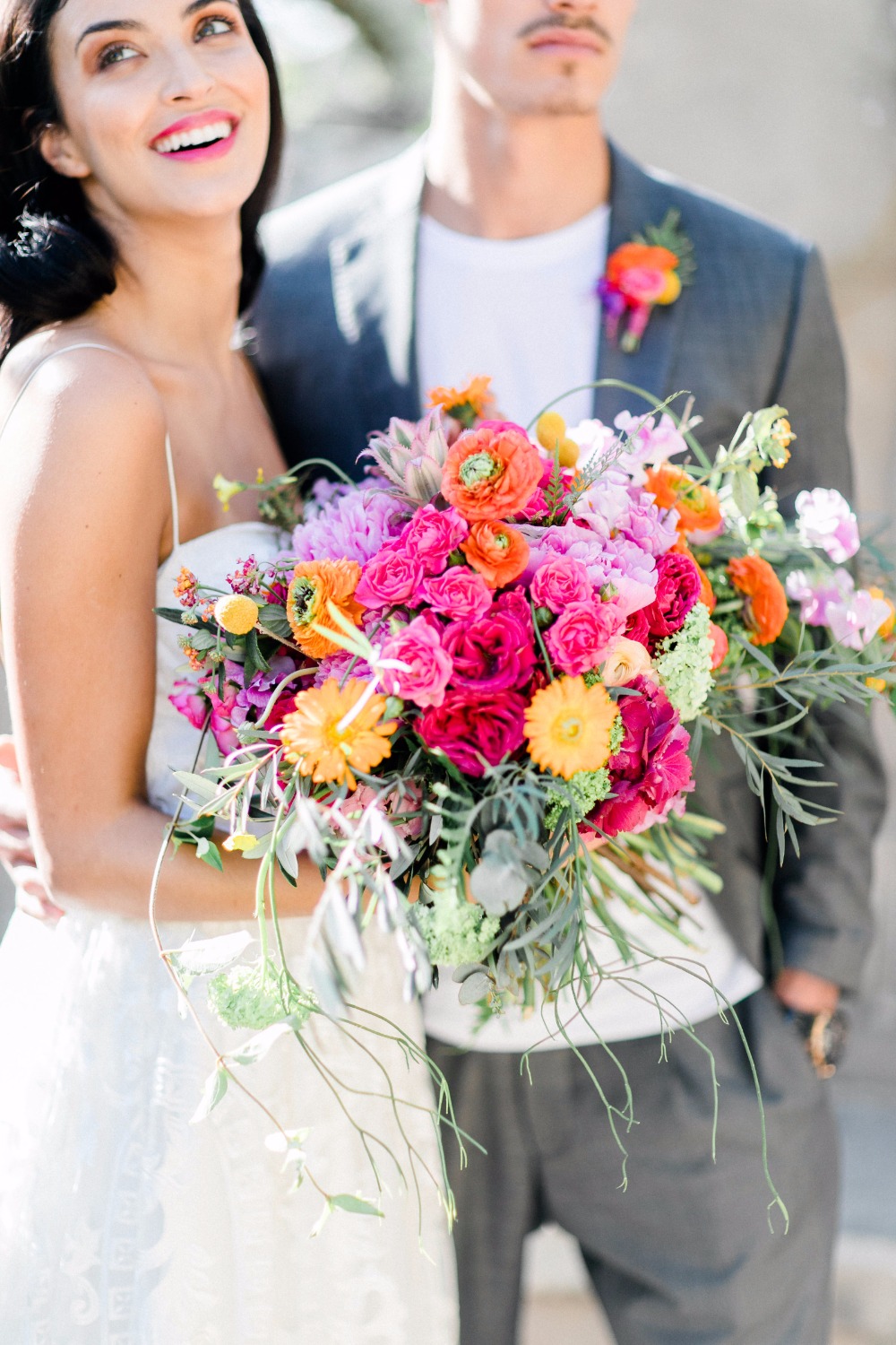 bright and colorful wedding bouquet