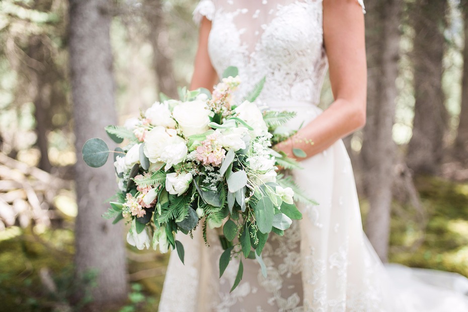 Green, white and blush bouquet