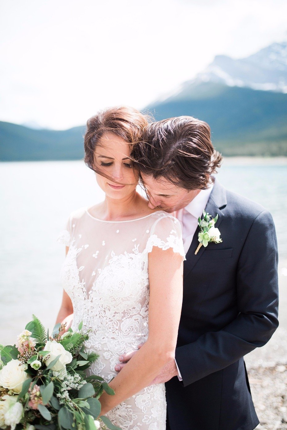 It's a rainy day for a Canadian Rockies wedding