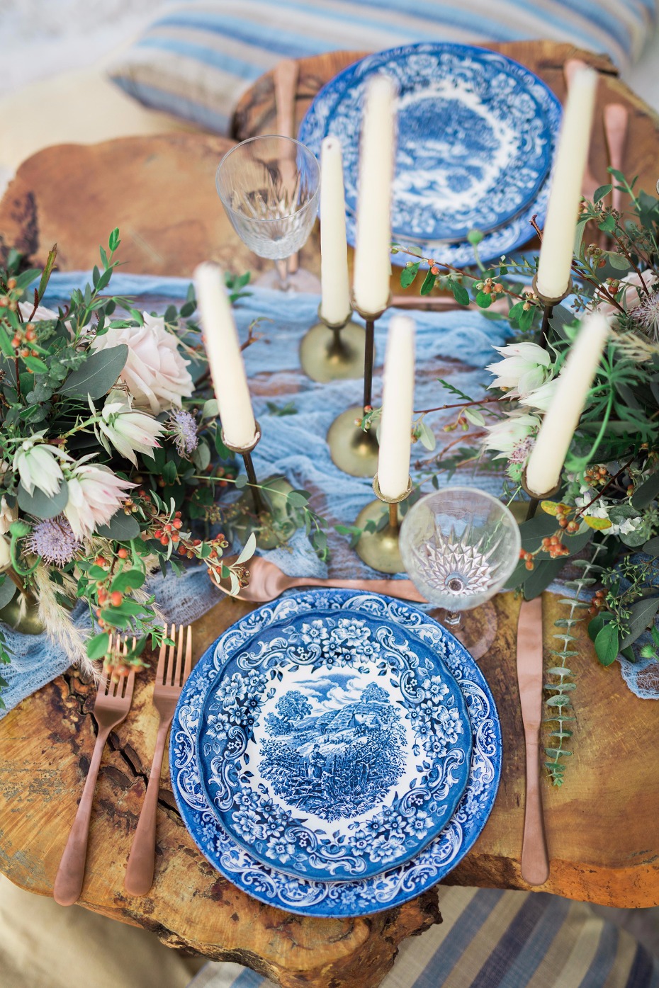 Vintage dishware for the sweetheart table