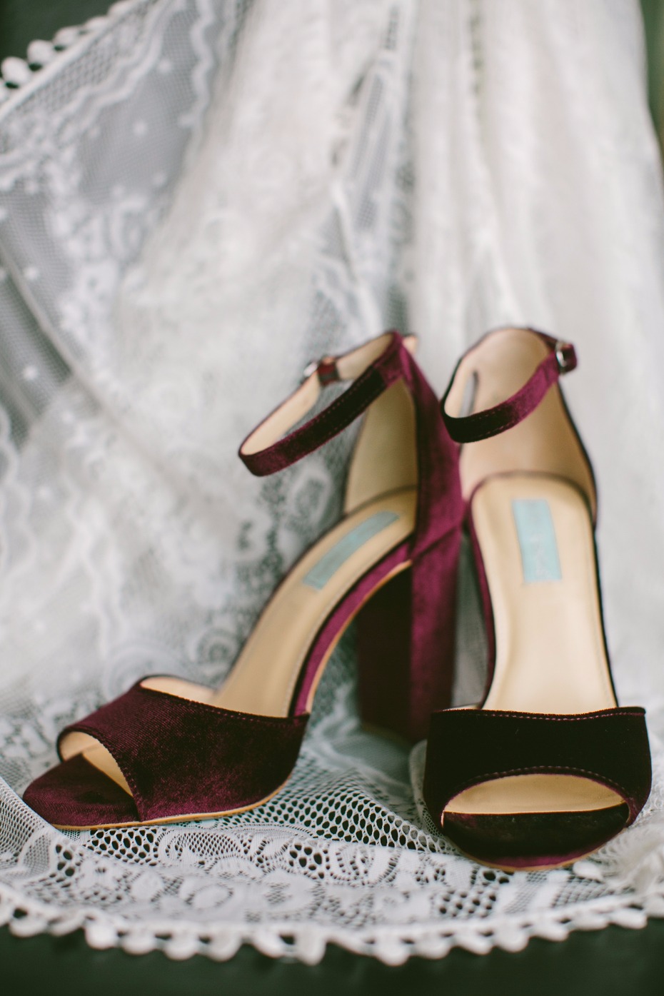 Burgundy velvet heels