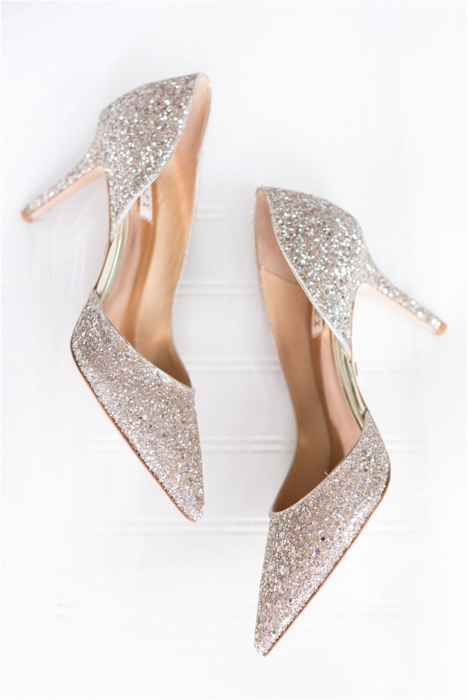 Gold sparkle heels