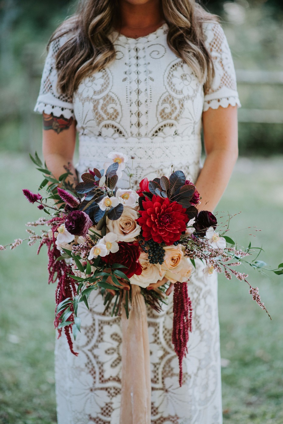 Gorgeous bouquet with a pop of red