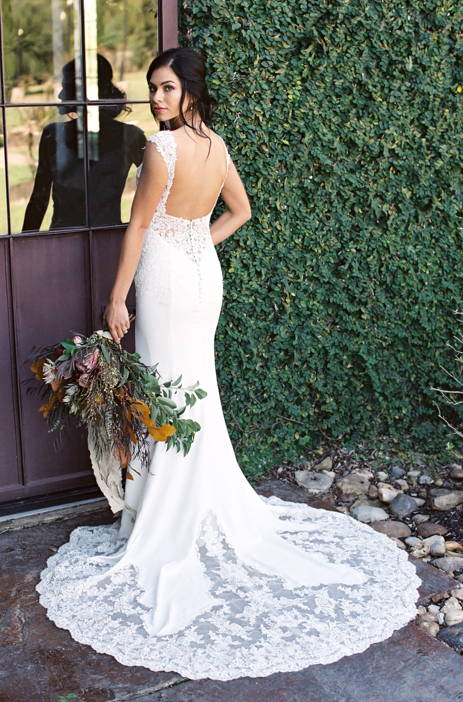 Lacey train and low back dress