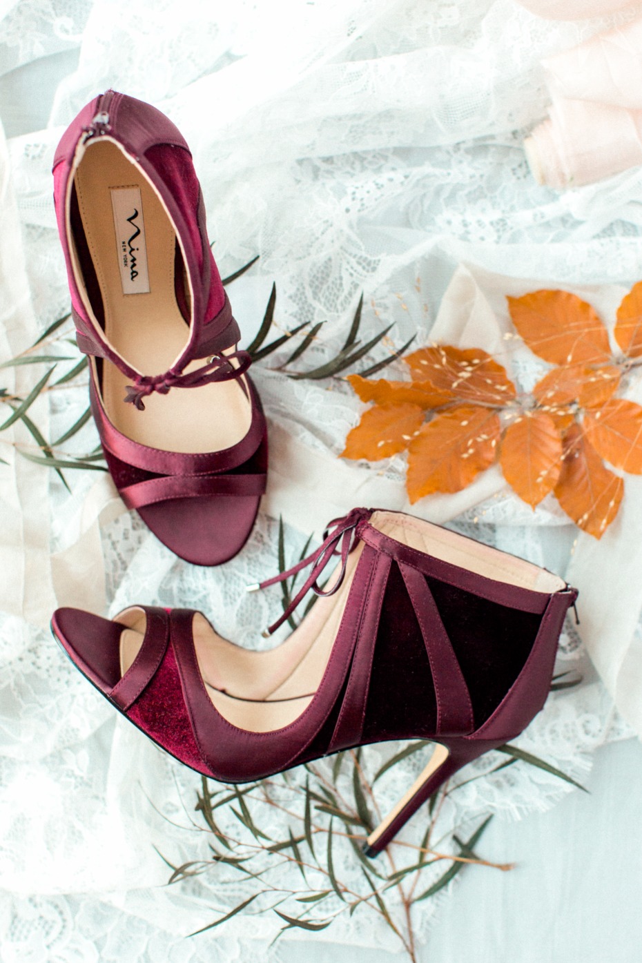 Gorgeous burgundy velvet heels