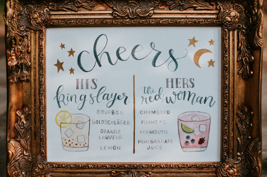 Game of Thrones themed bride and groom cocktails