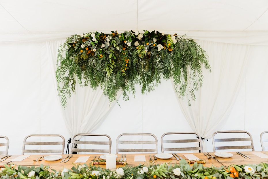 cascading floral table halo for the head table