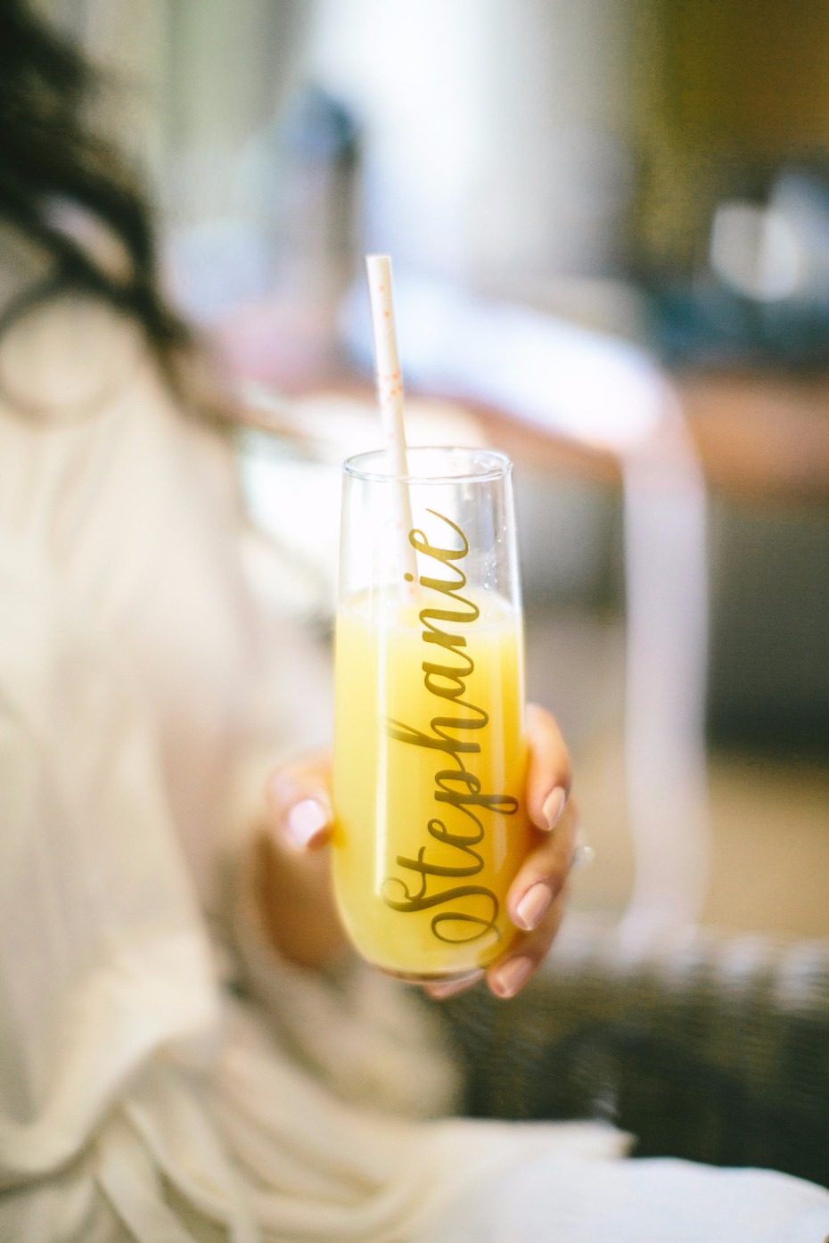 cute personalized mimosa glasses
