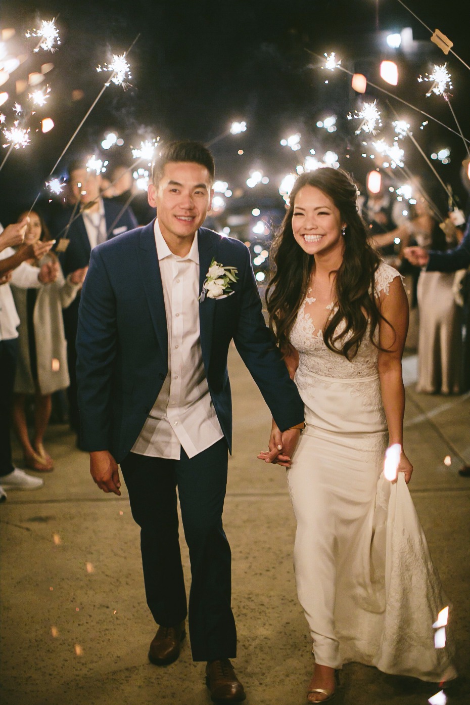 magical sparkler exit for the newlyweds