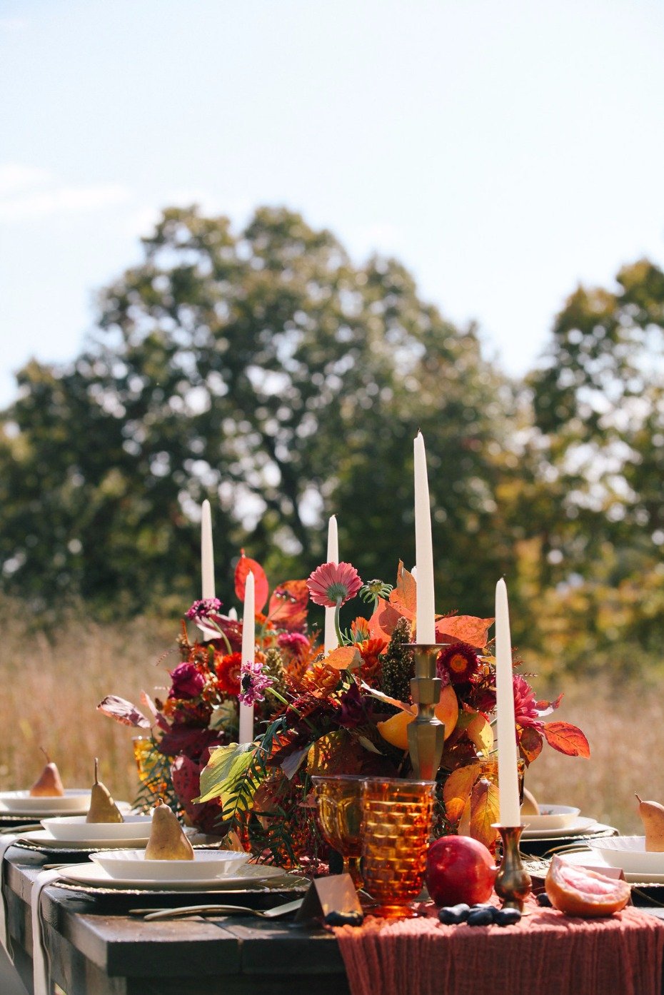 Fall harvest brunch wedding table decor