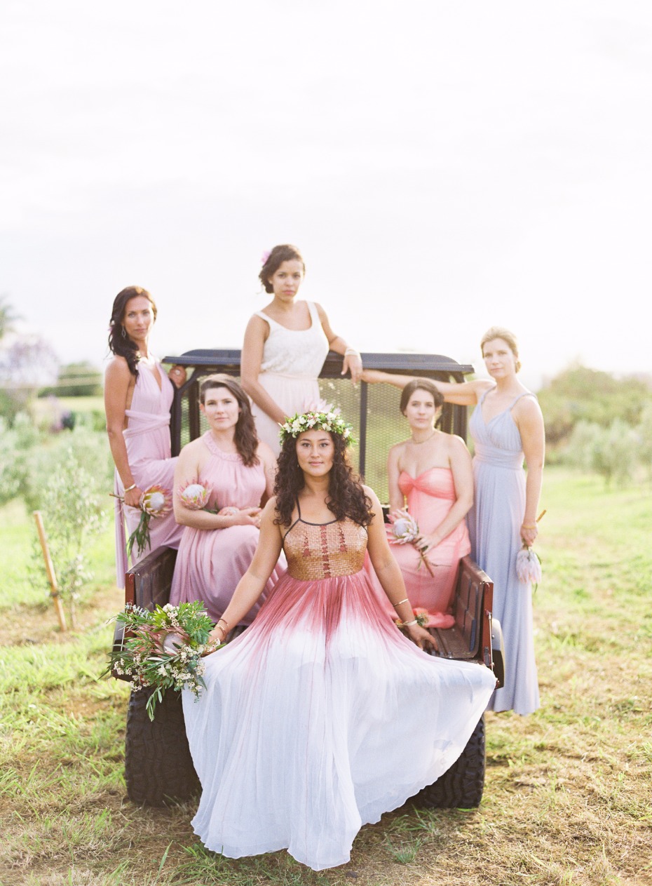 summer time bridal party in soft pastels