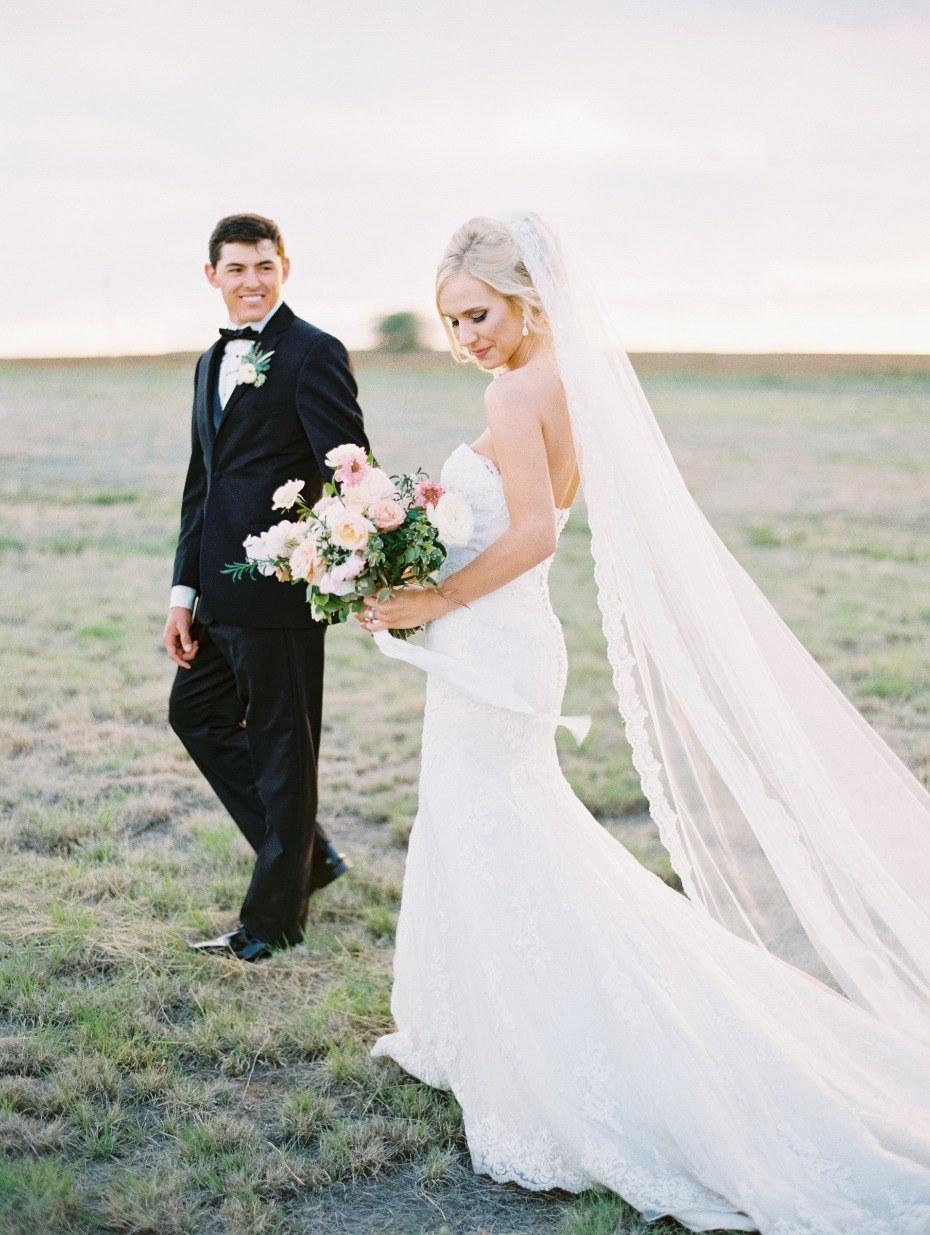 sweet sunset bride and groom photo