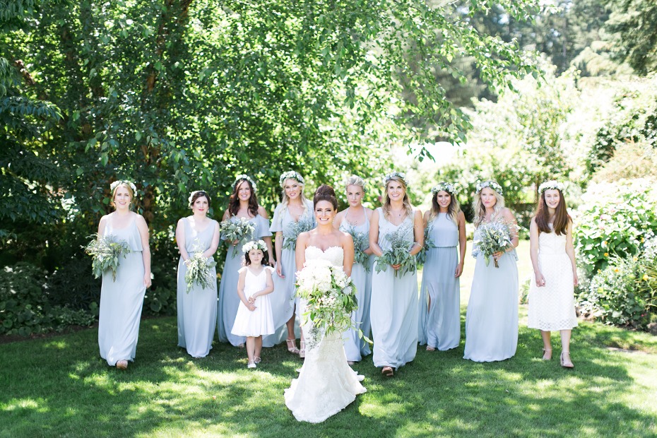 Mix and match bridesmaid dresses in blue