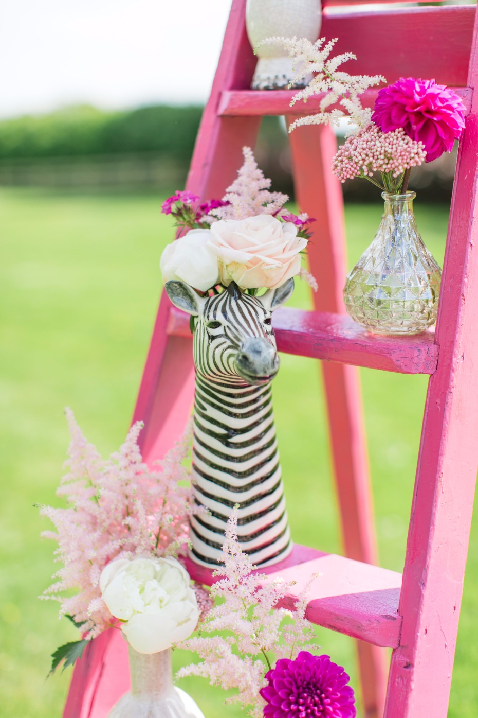 Zebra vase for a circus inspired wedding