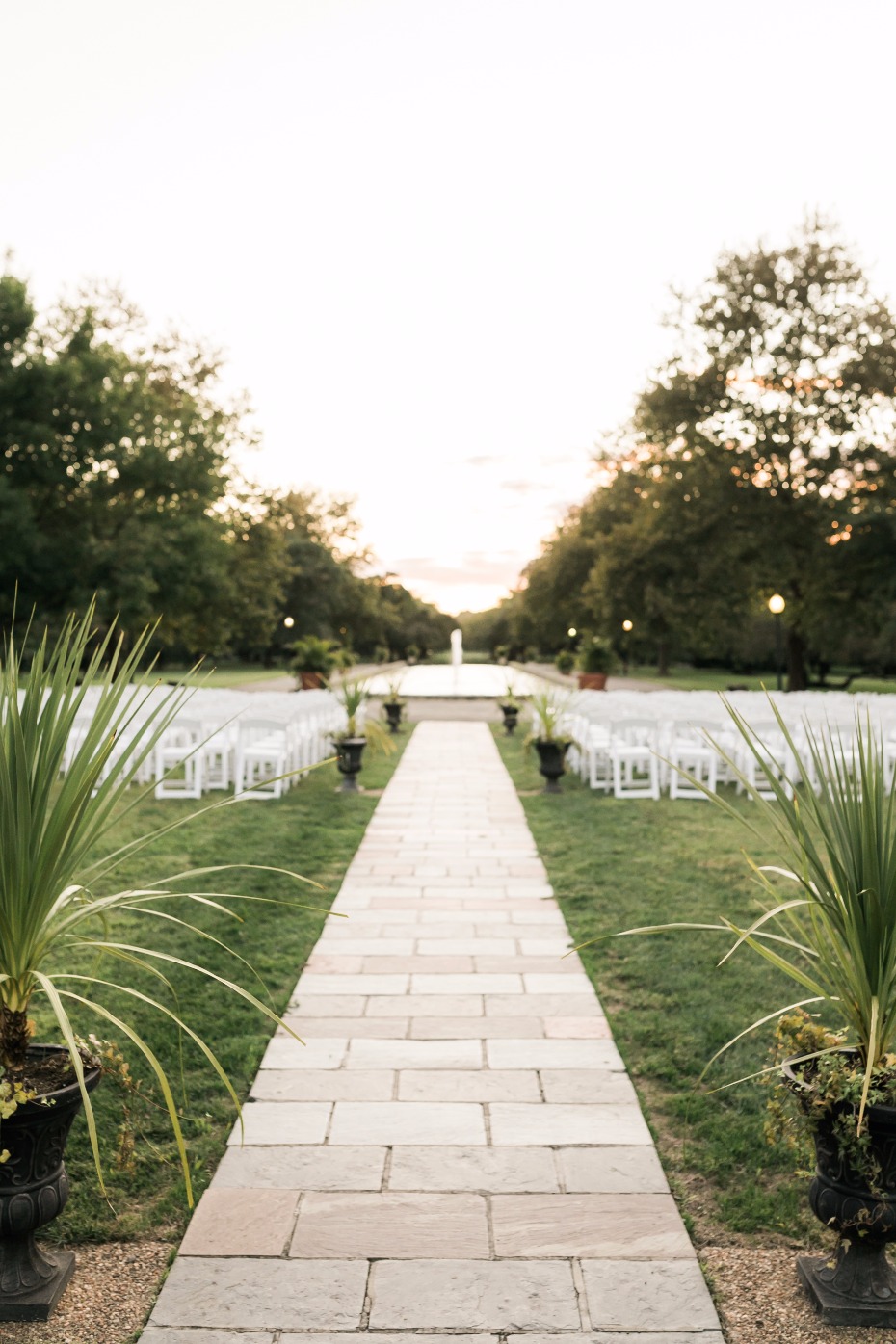 simple and sweet fountain side wedding ceremony