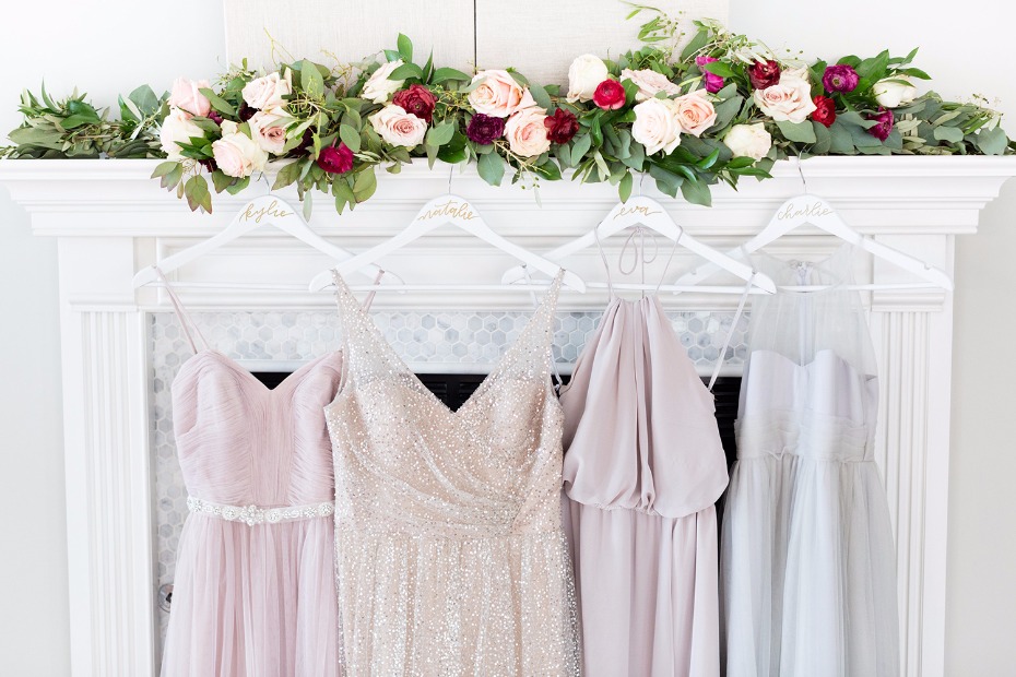 Mismatched bridesmaid dresses from Watters