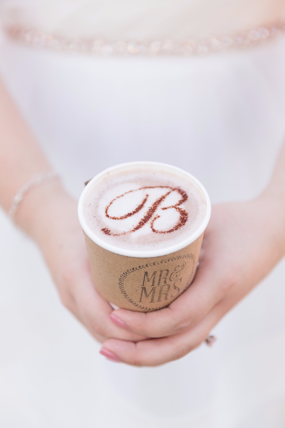Monogrammed coffee for a wedding