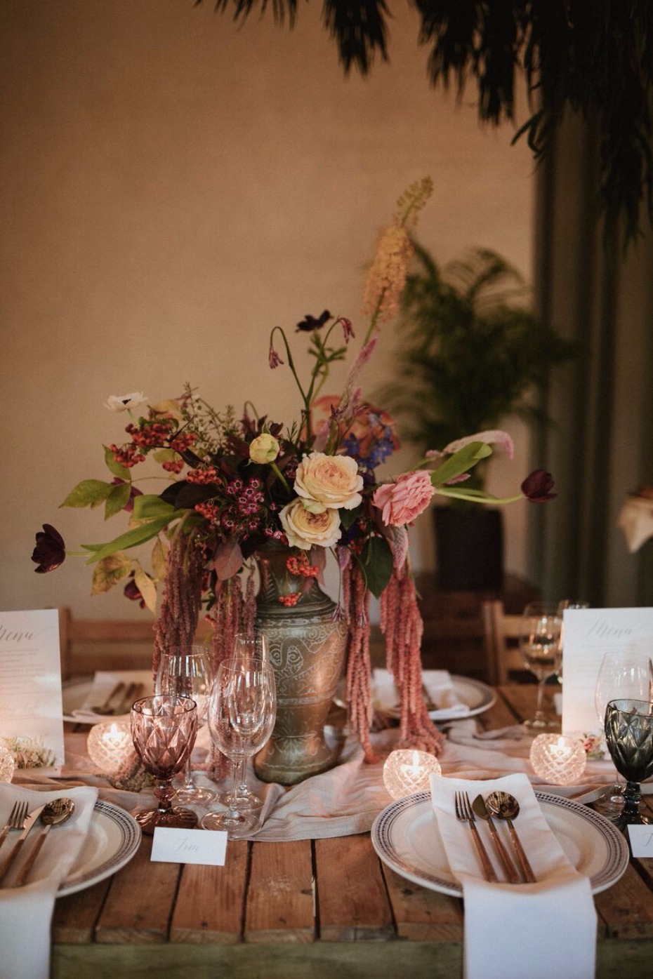 Moody floral centerpiece