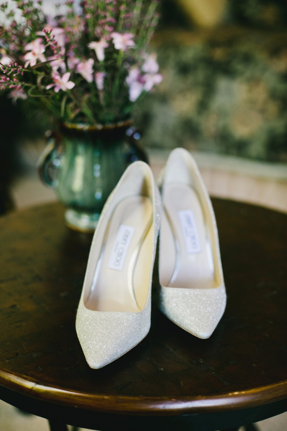 subtle glittery wedding heels