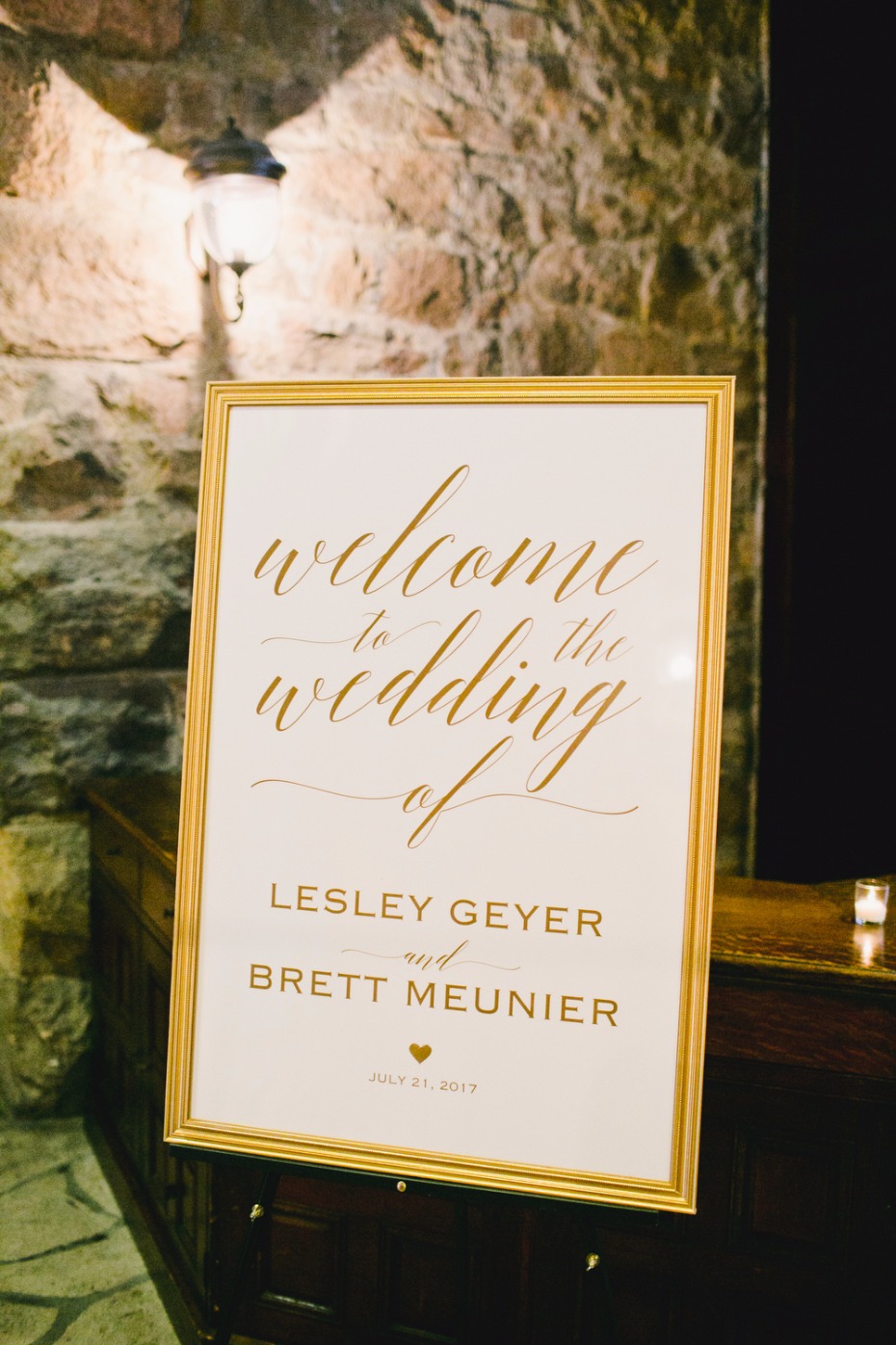 gold calligraphy wedding sign