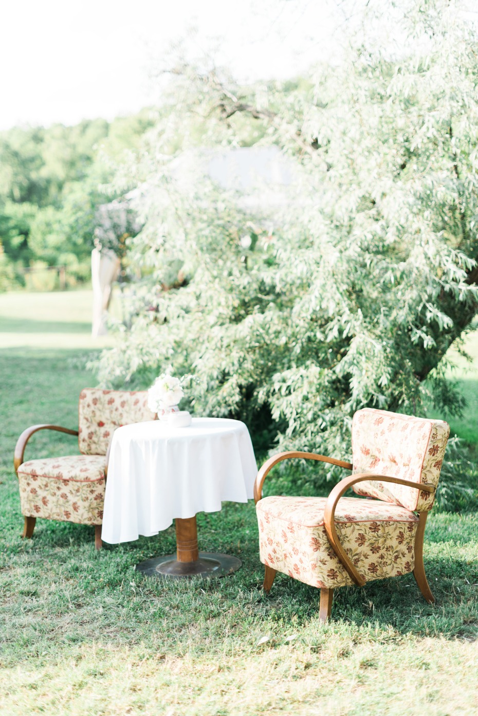 Outdoor seating area for a wedding