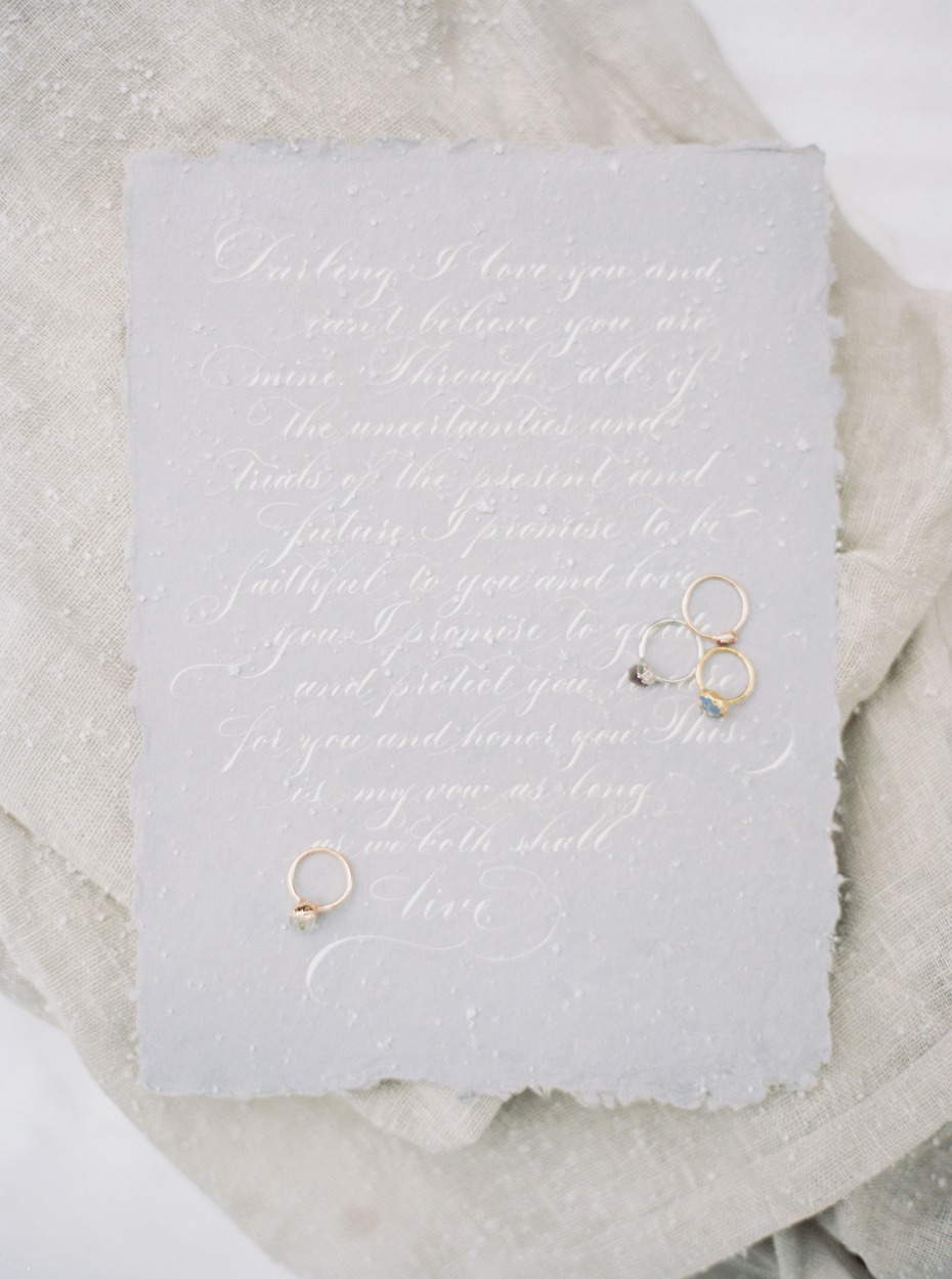soft grey and white wedding vows