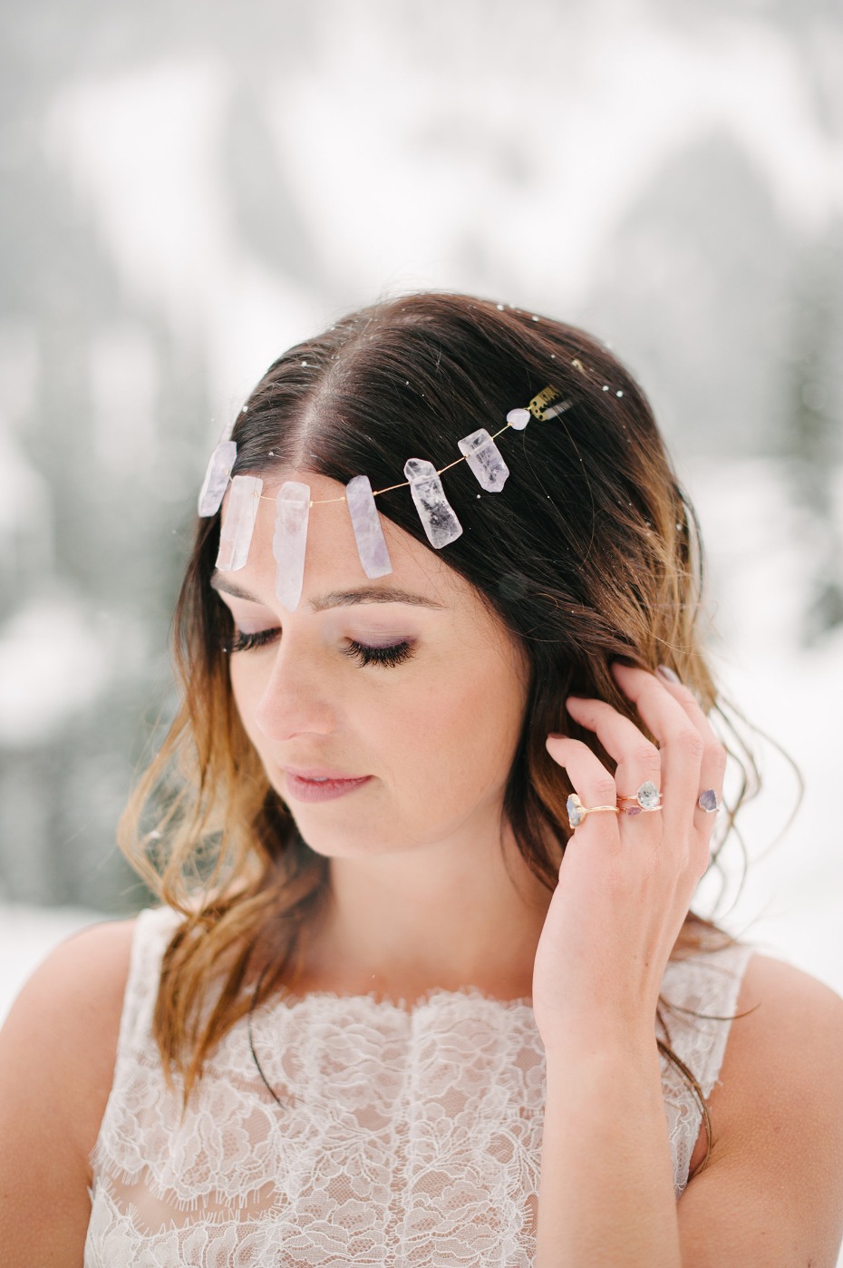 alternative boho bridal style for your winter wedding