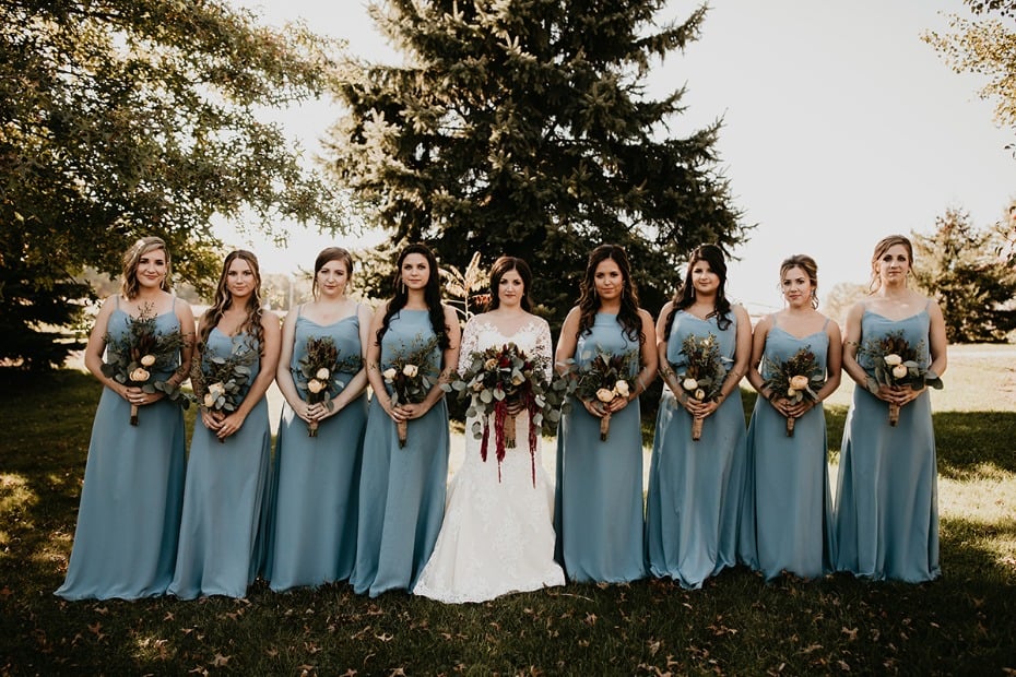 Blue bridesmaid dresses from Bill Levkoff