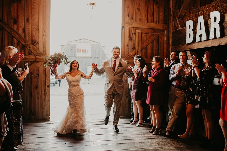 Grand entrance as husband and wife