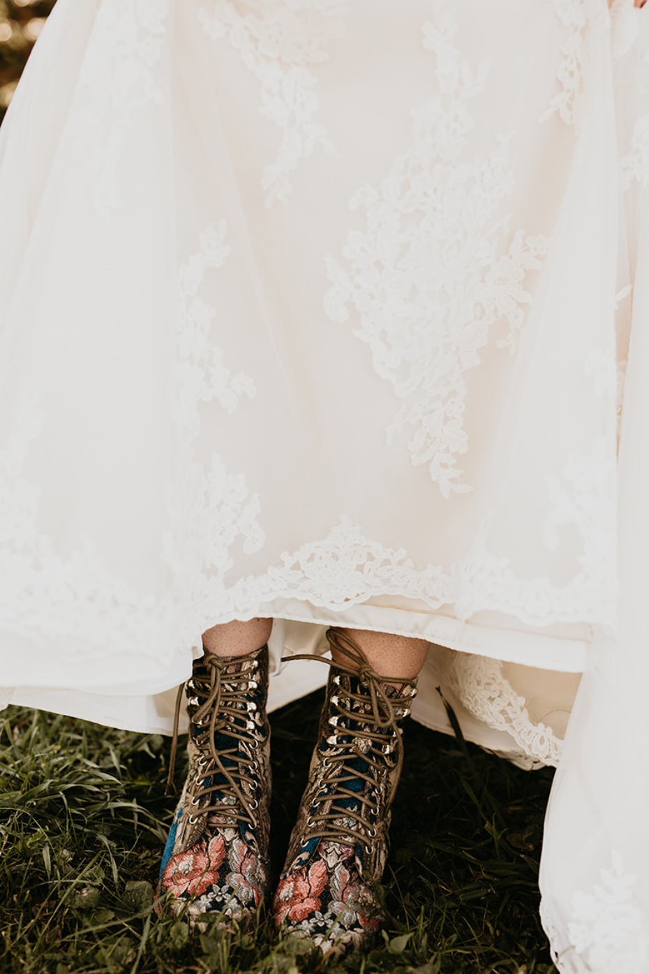 Floral boots for the bride