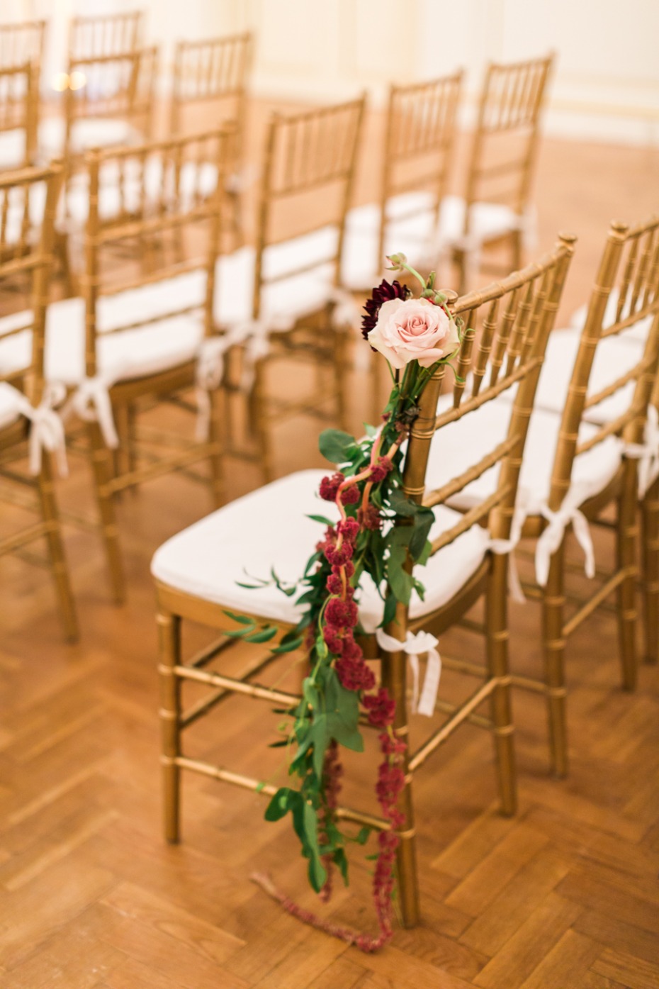 wedding chair floral and aisle decor