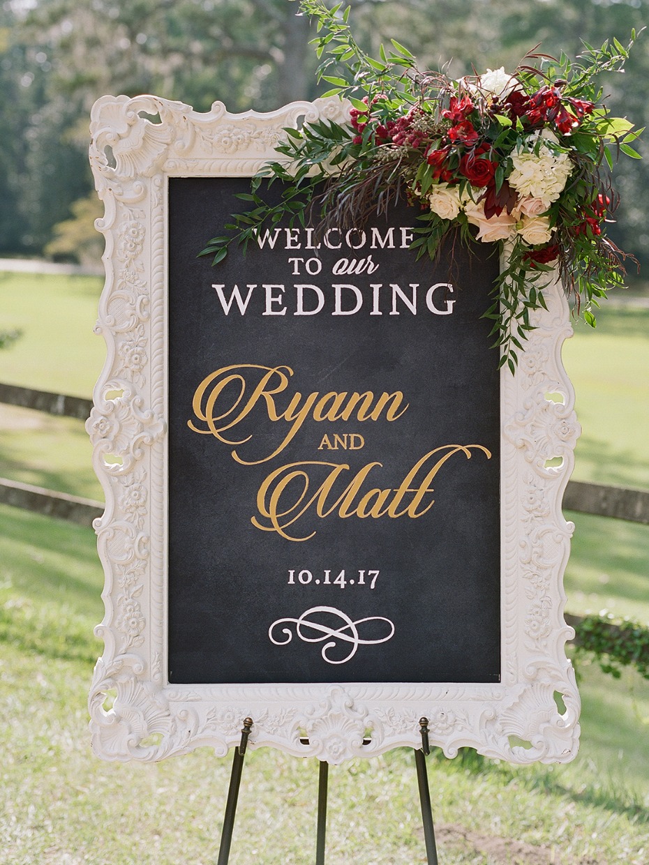 framed wedding sign