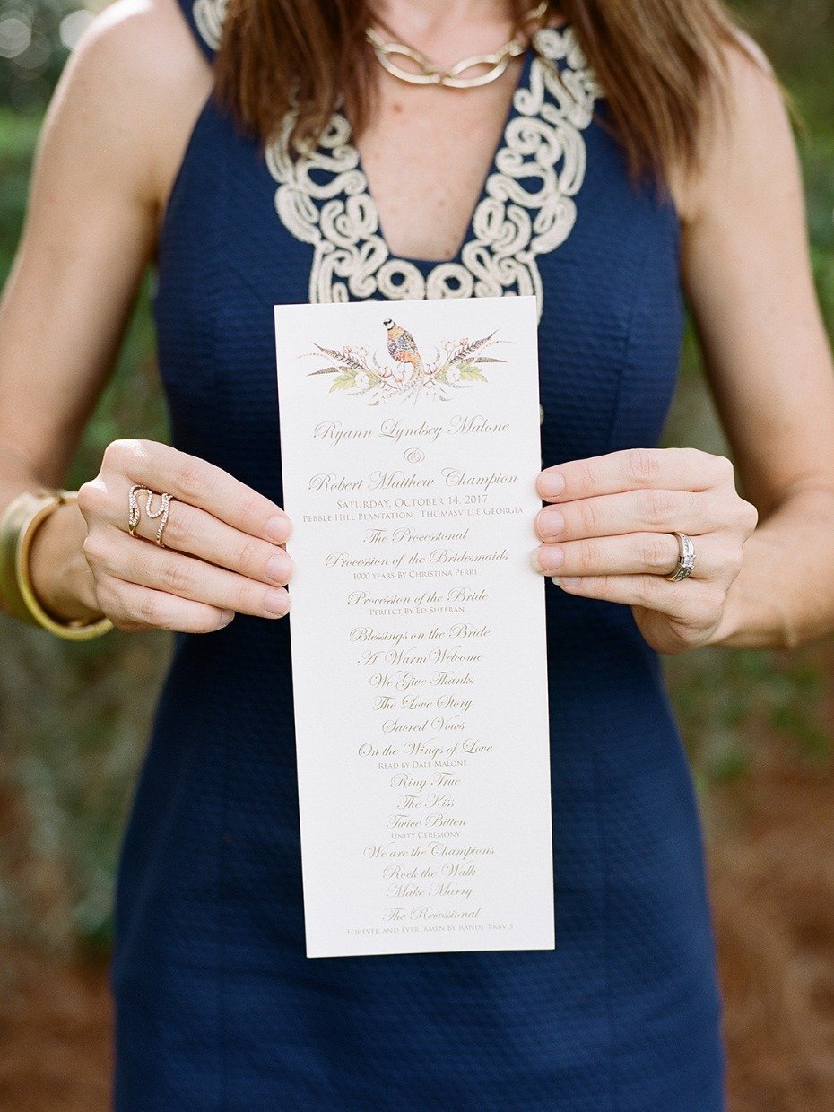 wedding program with wedding letterhead