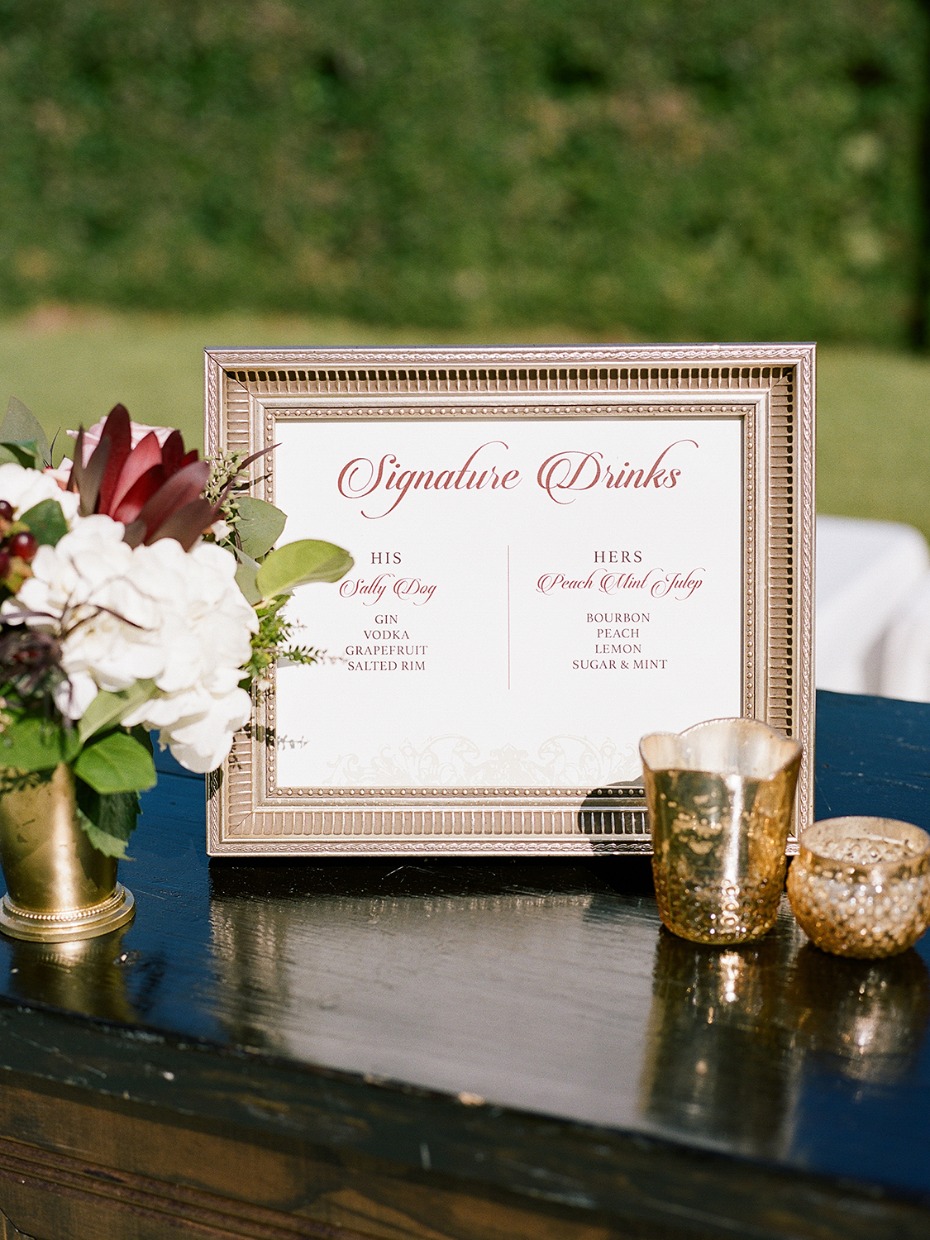 signature wedding drinks menu