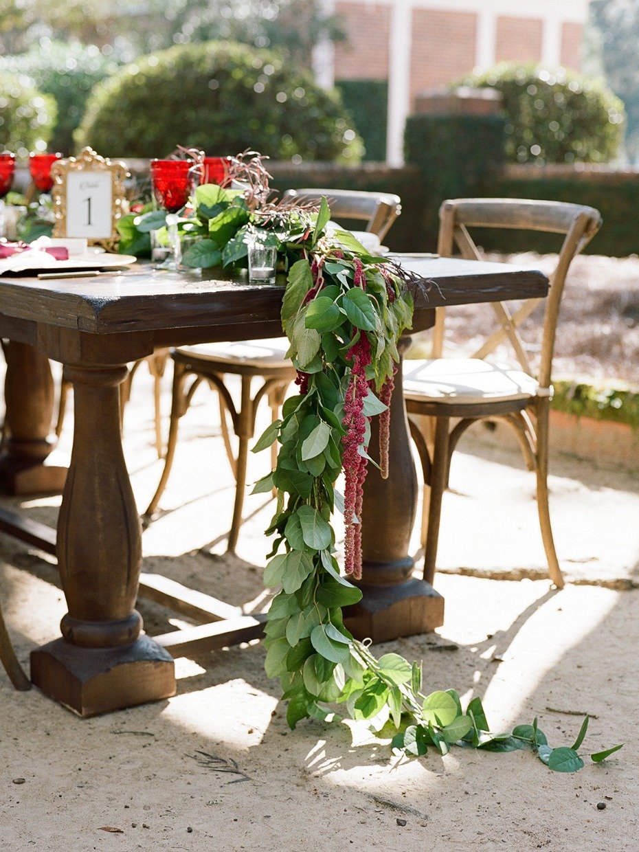cascading floral garland table centerpiece