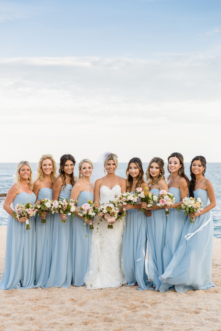 Blue bridesmaid dresses in Mexico