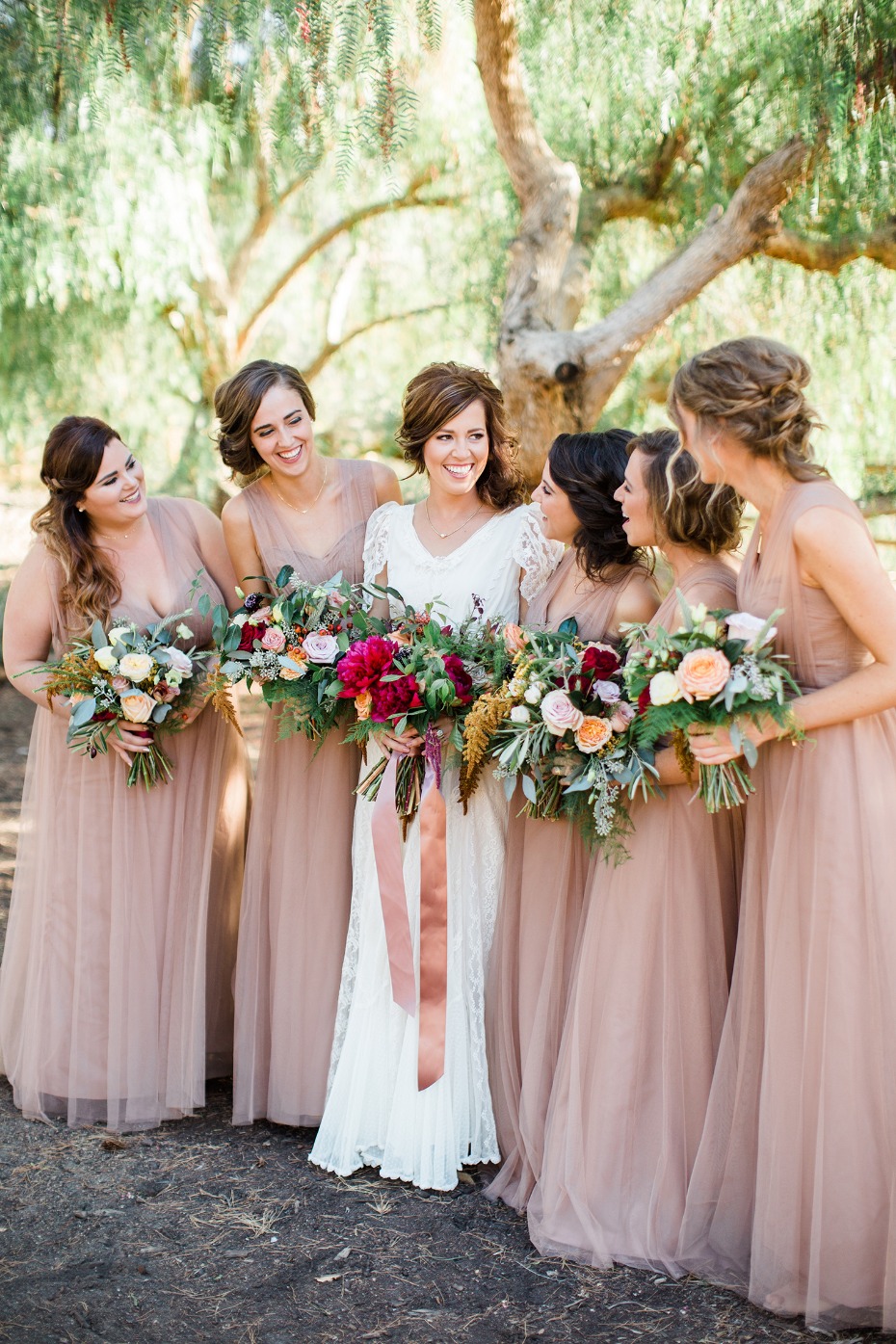 bridal party in Watters Wtoo bridesmaid dresses