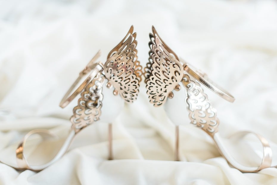 Angel wing wedding heels