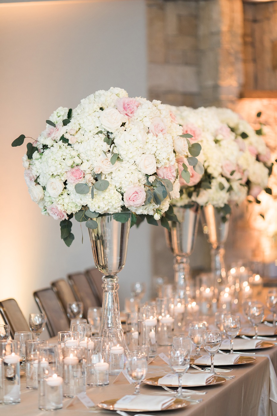 pastel inspired glam wedding reception tables