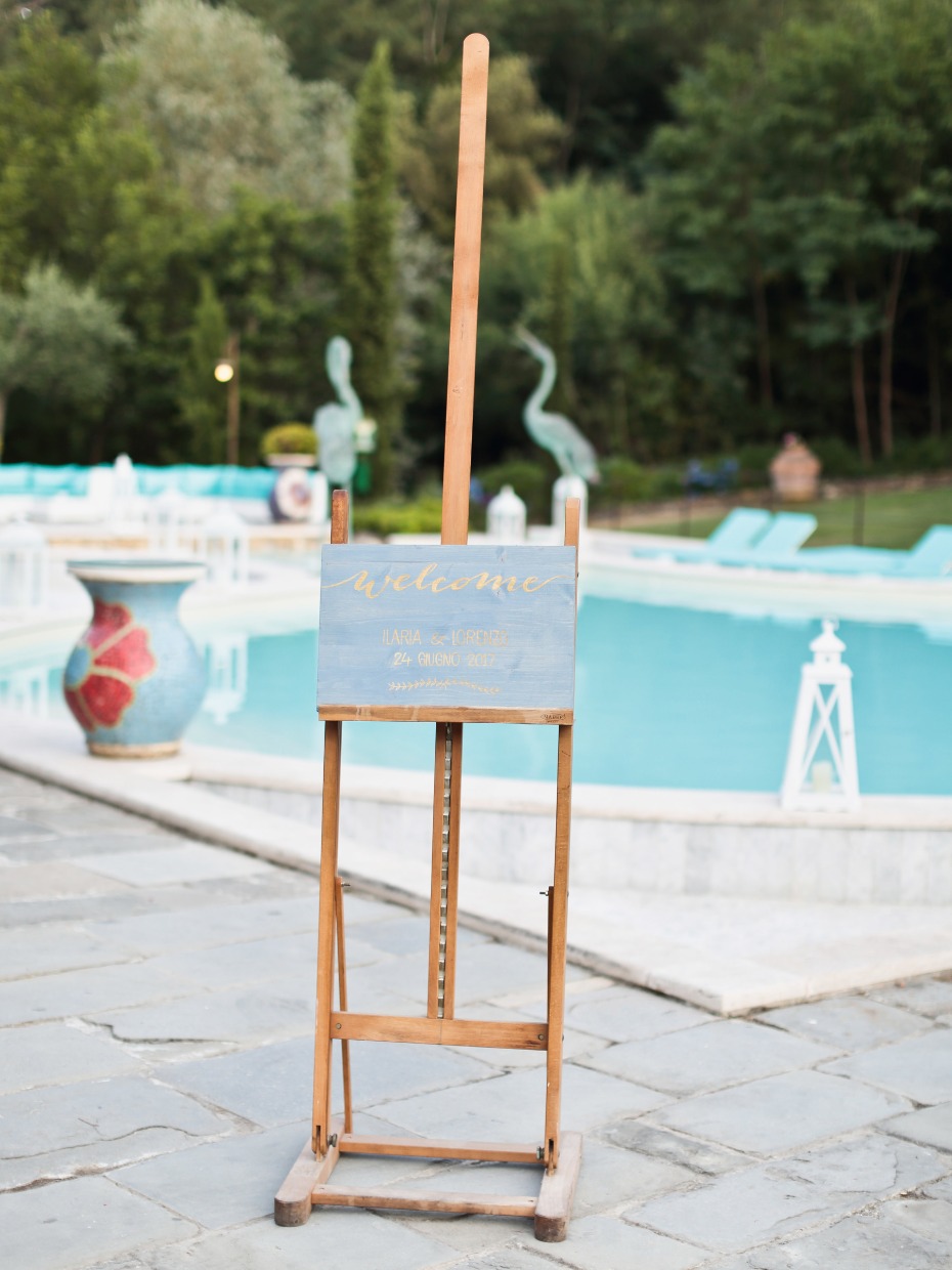 welcome wedding sign on a HUGE easel