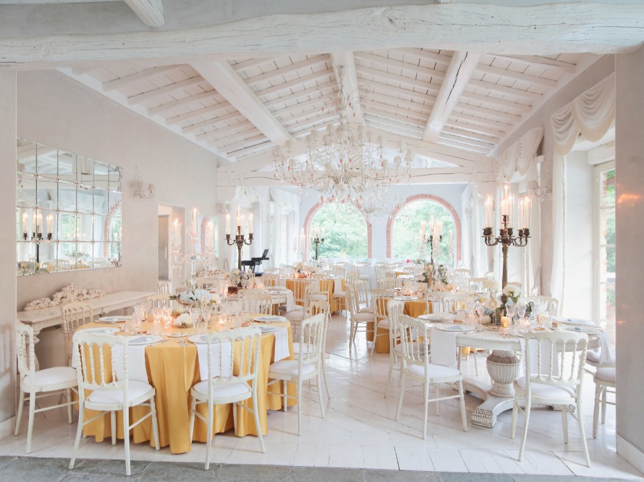 Beautiful white and yellow reception