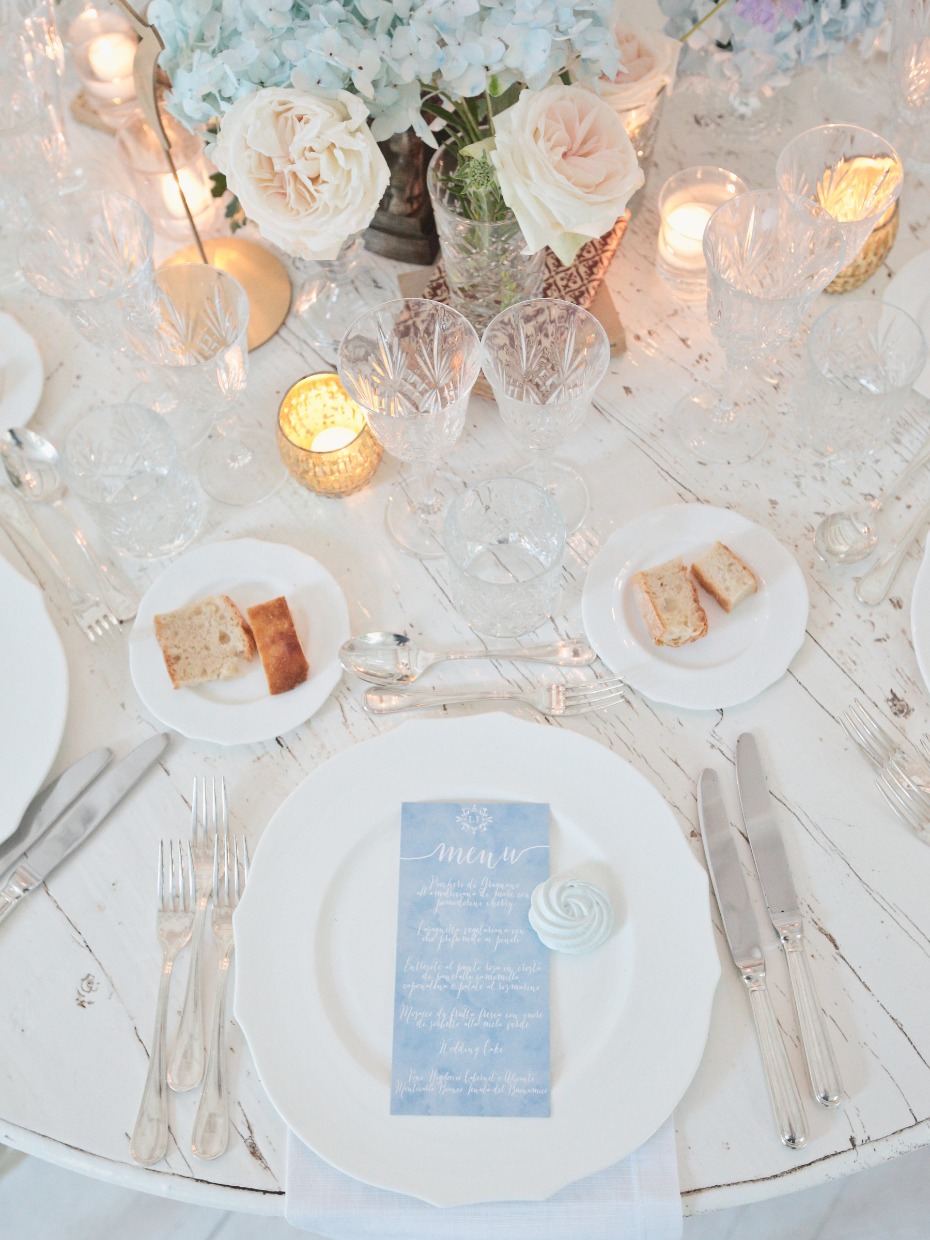 Gorgeous whitewashed table with elegant details